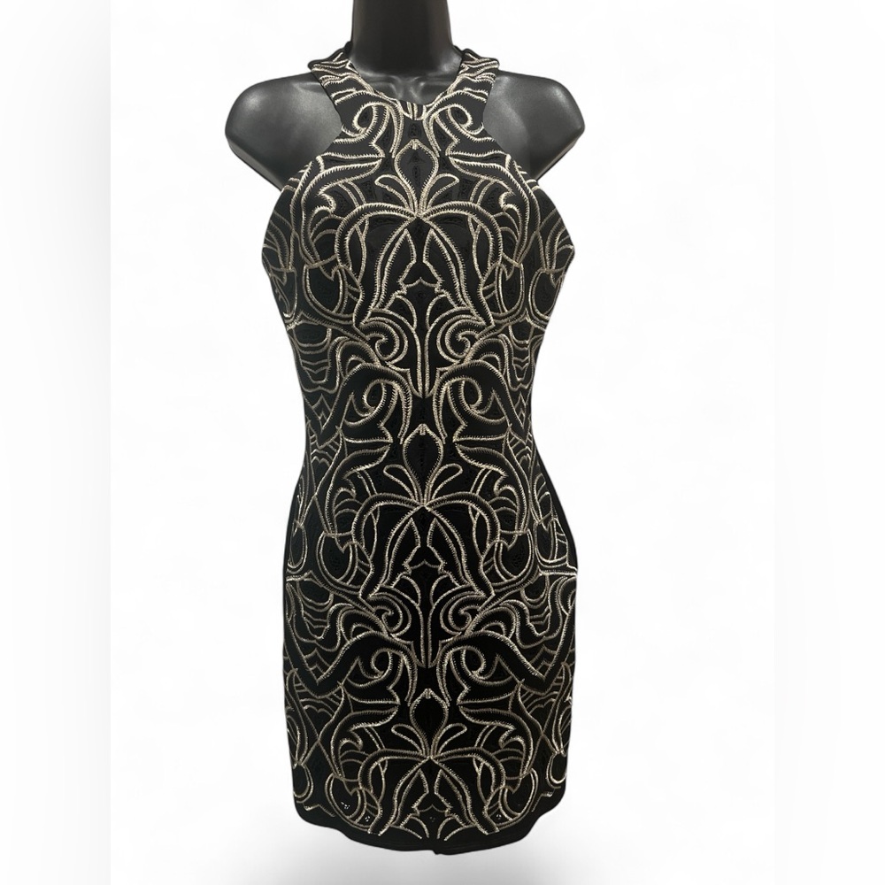 Parker Black & Gold Cocktail Dress Size Small